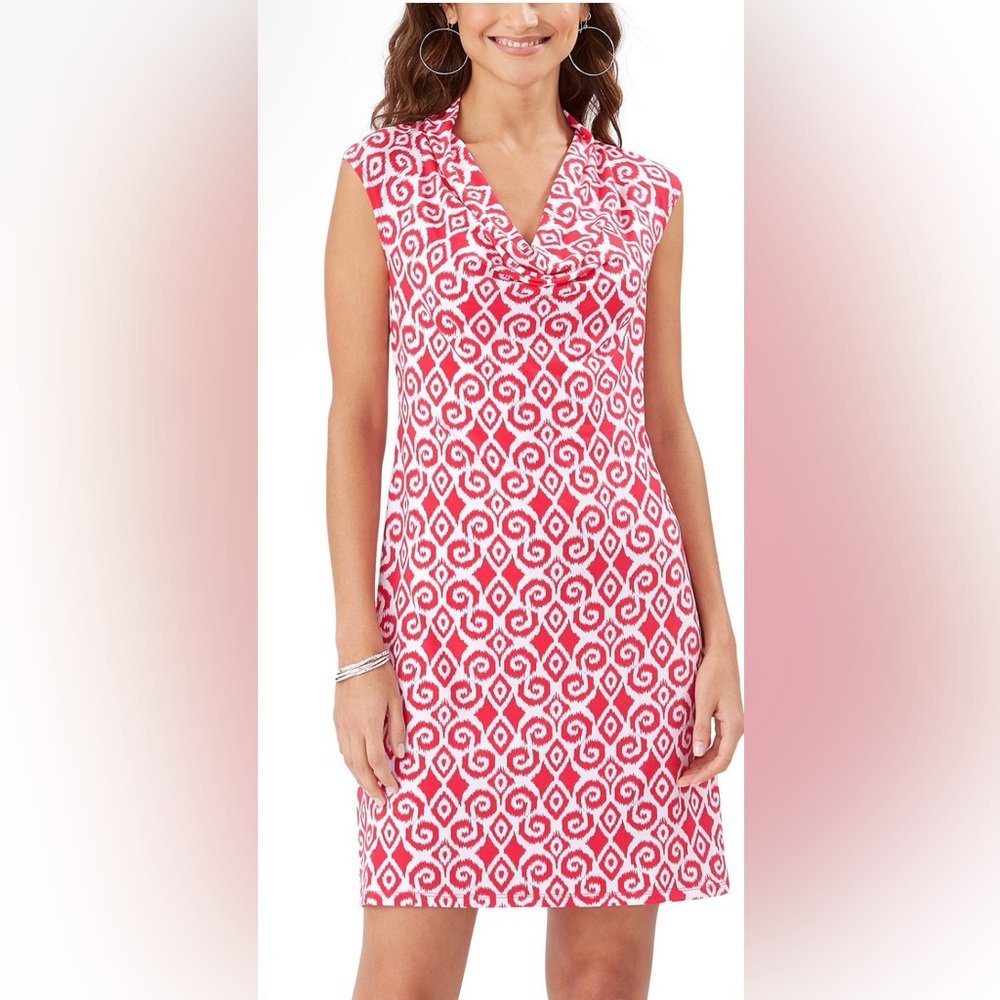 Tommy Bahama Bimini Ikat Cowl Neck Dress - Medium